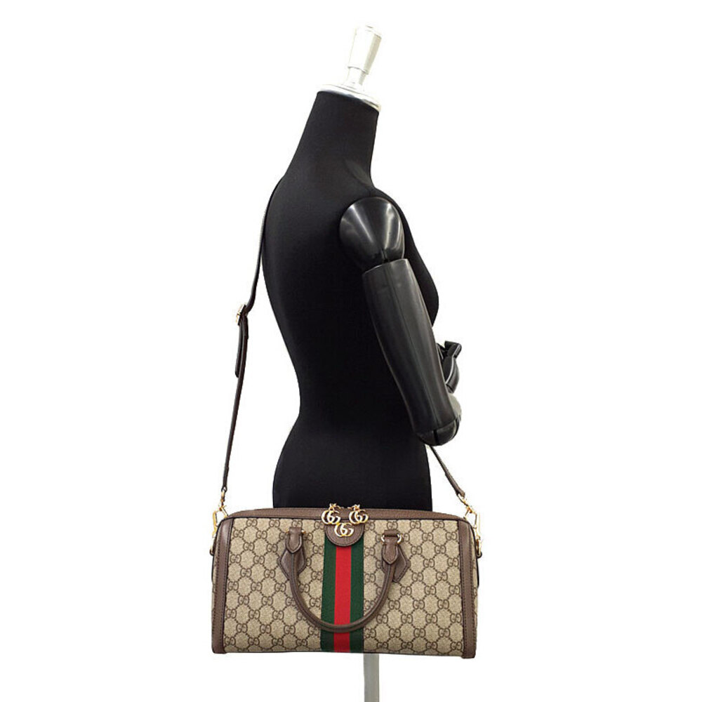 Gucci GG Handle Boston Bag Top Ophidia Leather beige brown Supreme GG - Picture 9 of 9